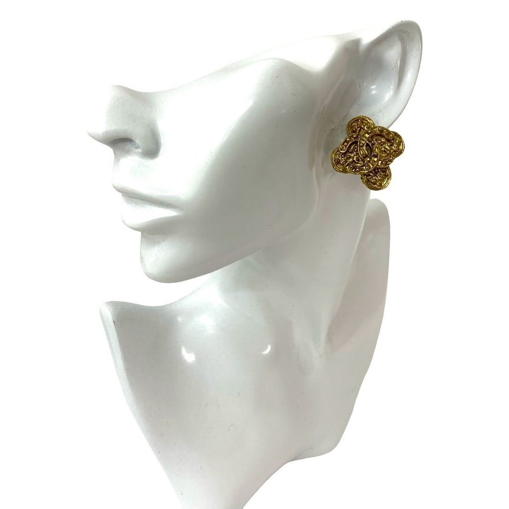 CHANEL Authentic Vintage Gold Logo Earrings - Picture 1 of 6